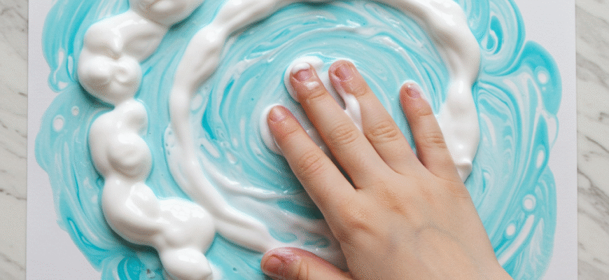 Shaving Cream Art for Kids Marbled Paper Effects Sensory Play Experience Fun